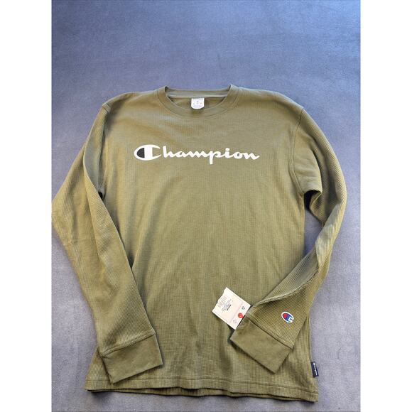 Champion Waffle Long Sleeve Shirt / Cargo Green / Mens Med *New w/Tag - Picture 9 of 10